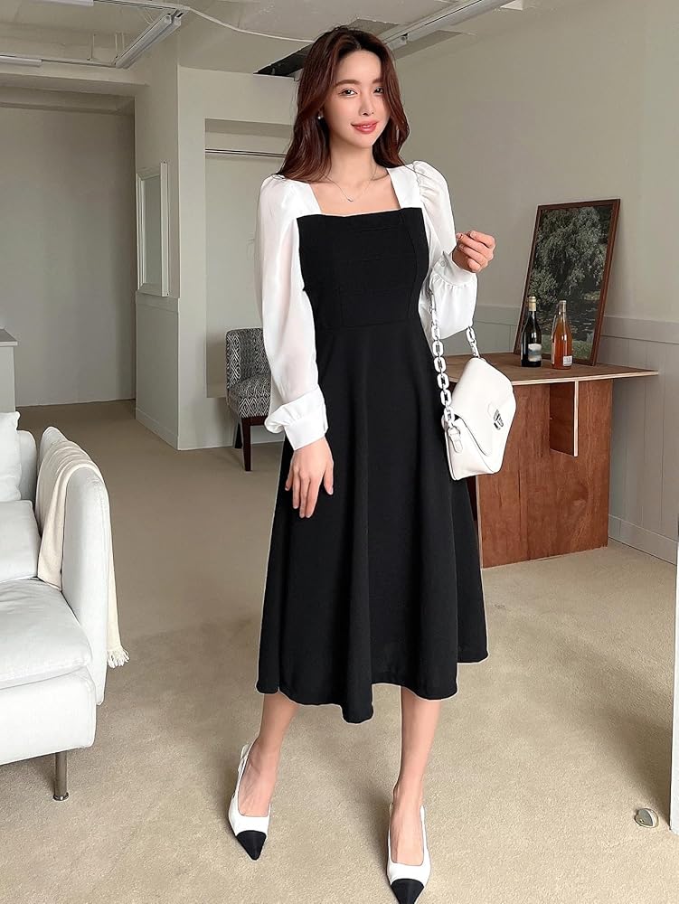 LXXWMxBH long sleeve dresses for women 2024 Square Neck